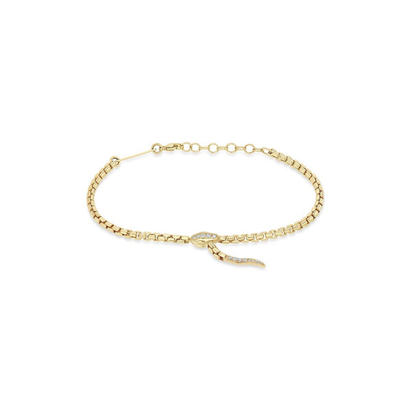 Pave Diamond Serpent Box Chain Bracelet - 1